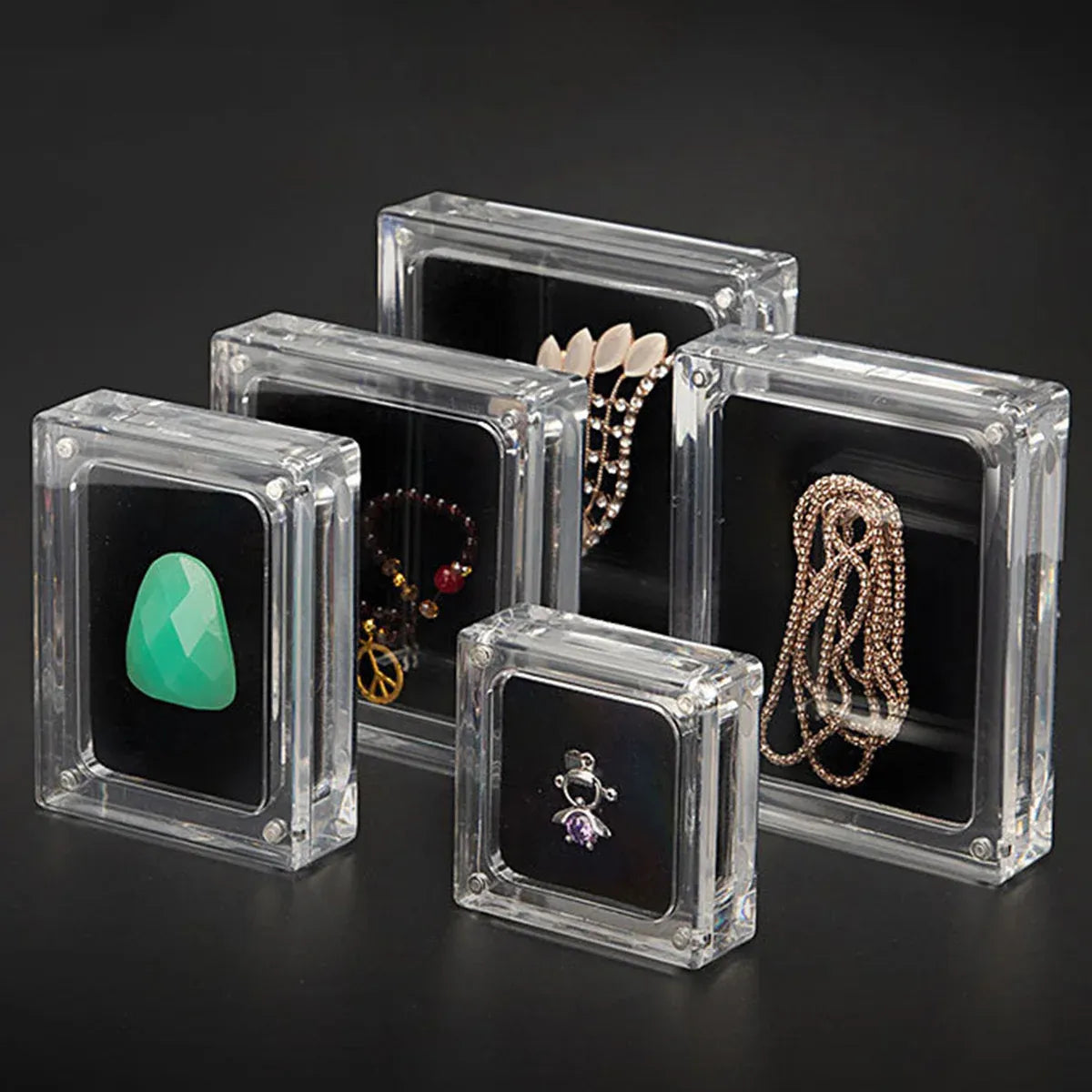 5PCS Acrylic Transparent Jewelry Display Case Necklace Earring Ring Bracelet - 5.8x5.8x2cm