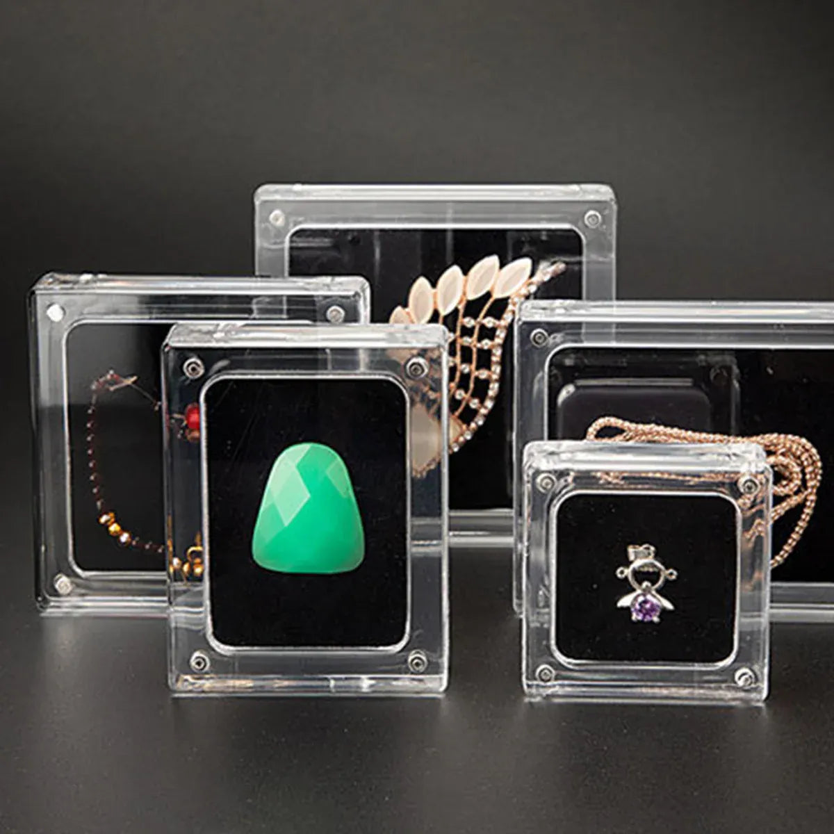 5PCS Acrylic Transparent Jewelry Display Case Necklace Earring Ring Bracelet - 5.8x5.8x2cm