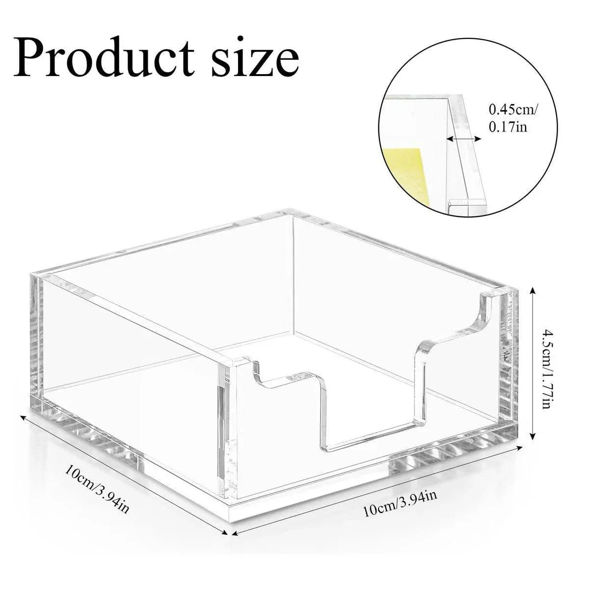 4 Inch Sticky Note Holder Clear Sticky Note Box Home Office Hotel Organization