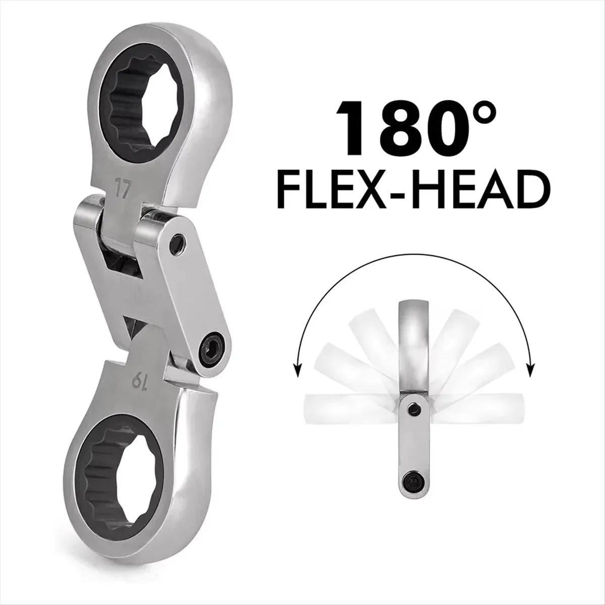 5PCS Flexible Head Ratchet Wrench Set 180 Flexible Rotation for Garage Tool Kit