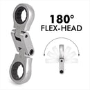 5PCS Flexible Head Ratchet Wrench Set 180 Flexible Rotation for Garage Tool Kit