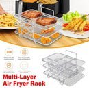 304 Stainless Steel Multi Layer Detachable Air Fryer Mesh Thickened Grill Shelf