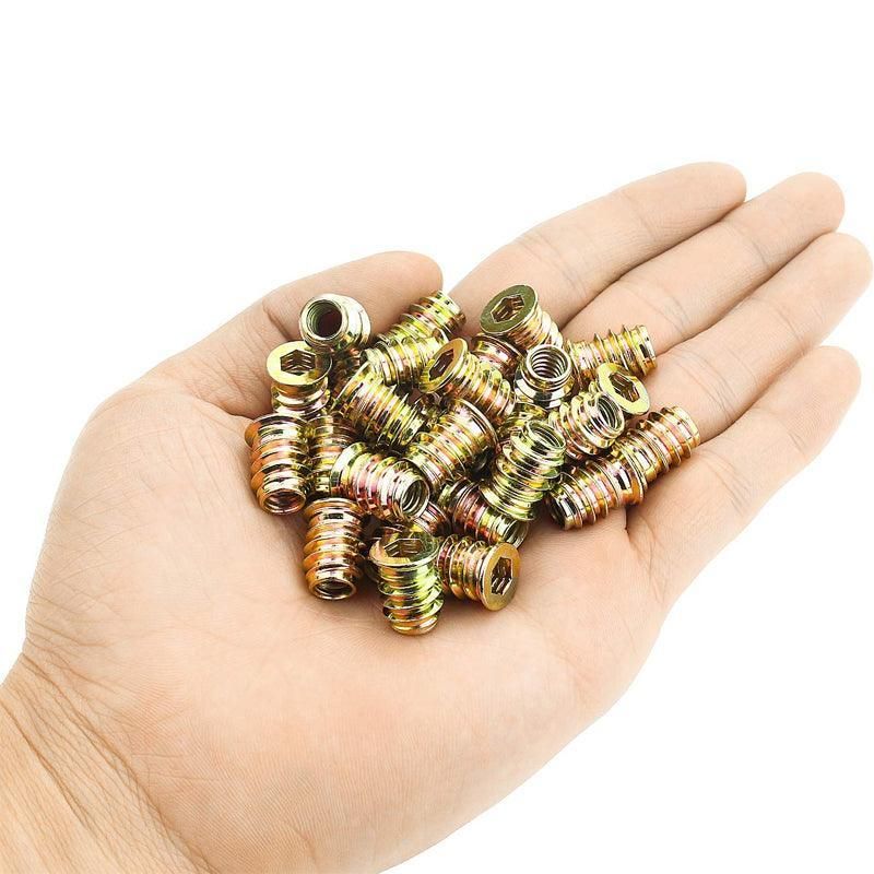120Pcs M6 Zinc Alloy Hex Drive Head Nuts for Wood