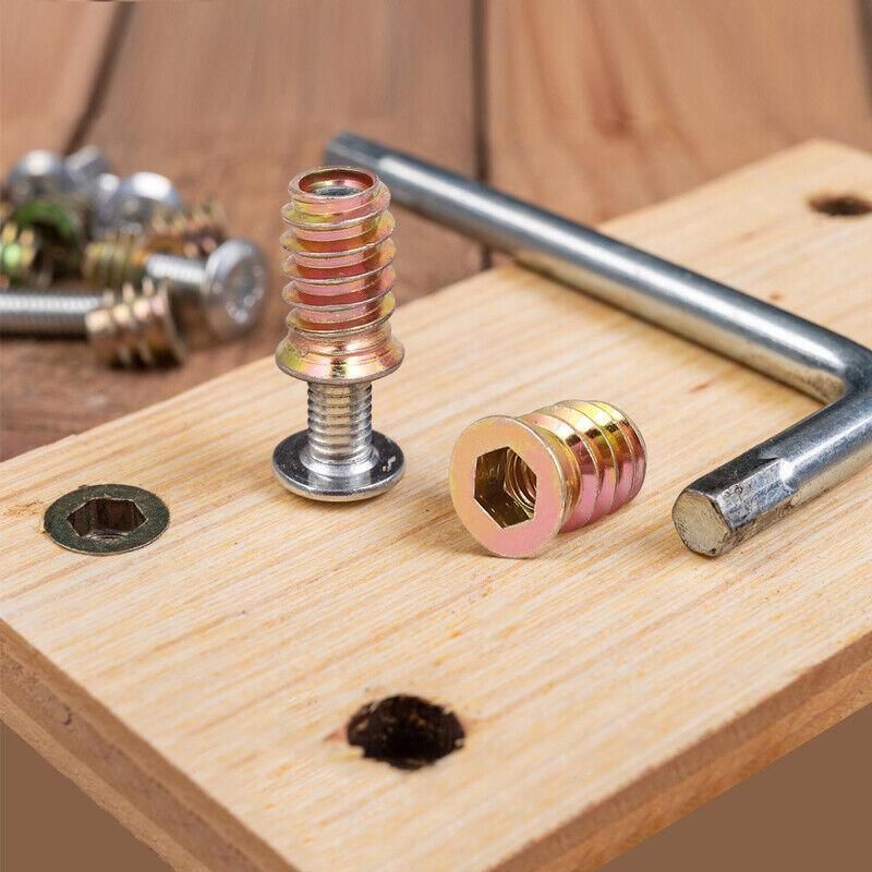 120Pcs M6 Zinc Alloy Hex Drive Head Nuts for Wood