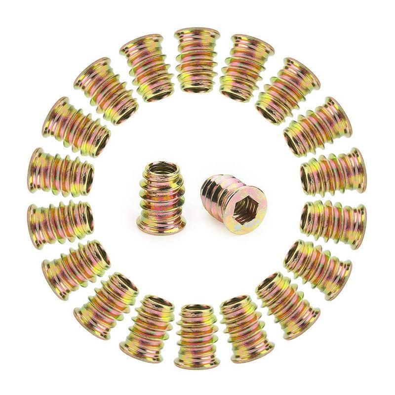 120Pcs M6 Zinc Alloy Hex Drive Head Nuts for Wood