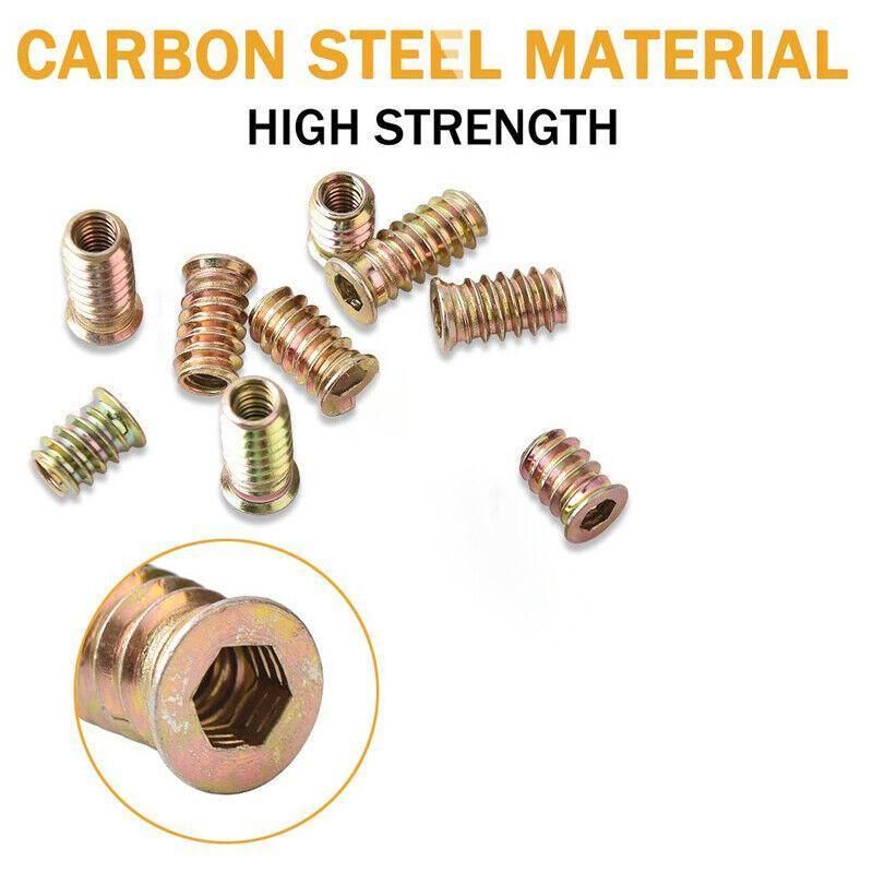 120Pcs M6 Zinc Alloy Hex Drive Head Nuts for Wood