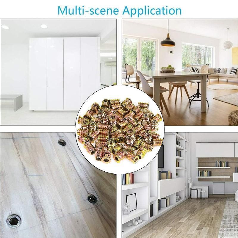 120Pcs M6 Zinc Alloy Hex Drive Head Nuts for Wood