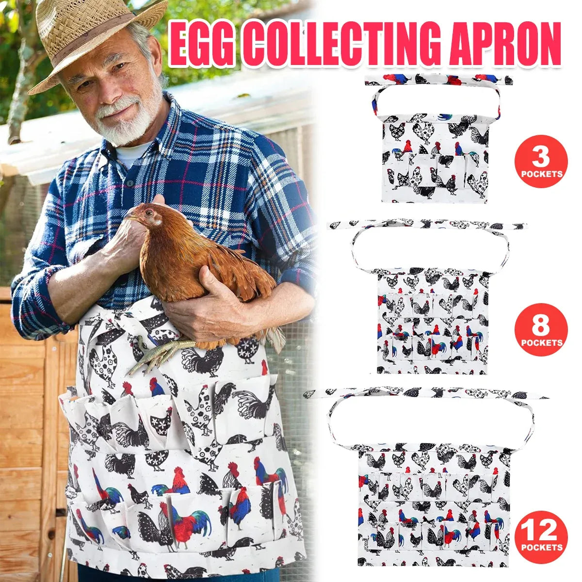 Chicken Egg Collecting Apron Farm Gathering Tool Pocket Storage Multiple Sizes AU - Small