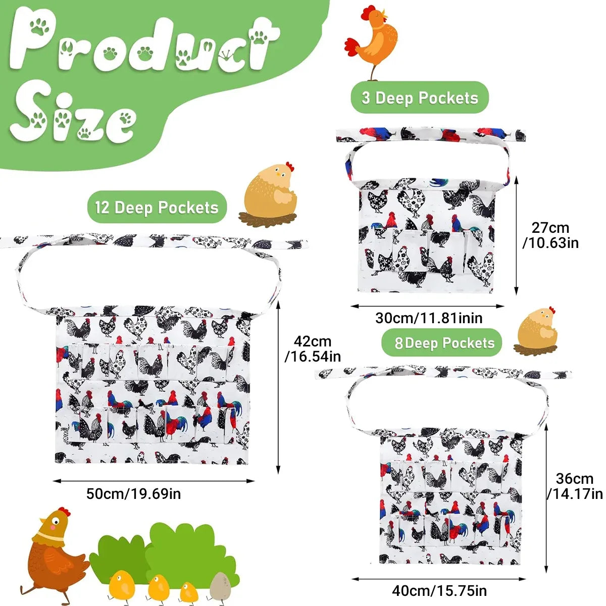 Chicken Egg Collecting Apron Farm Gathering Tool Pocket Storage Multiple Sizes AU - Small