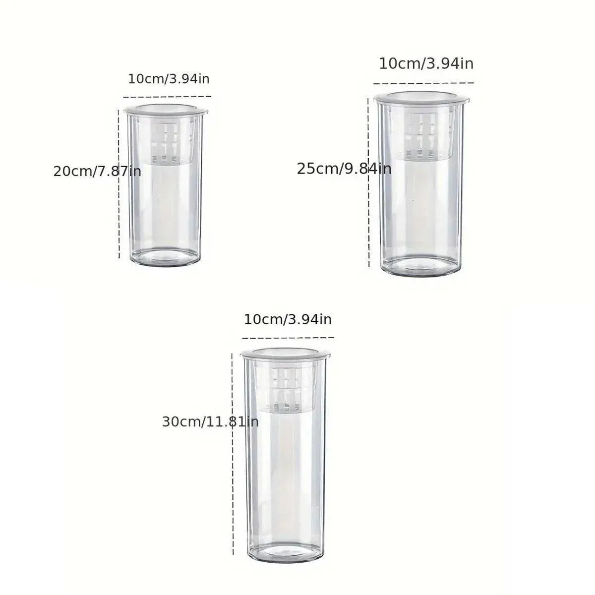 Hydroponic Plant Vase Cylindrical Straight Design Fish Tank for Home Decor - 25cmx10cm