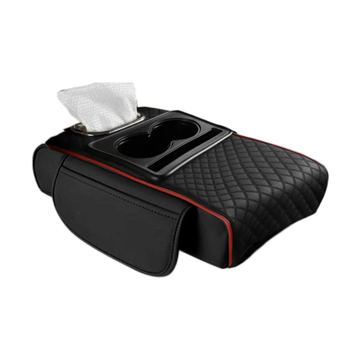 Car Armrest Pad Central Console Storage Box Lift Cushion Rest Support Organizer - Black Red