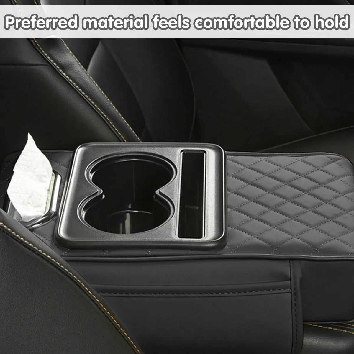 Car Armrest Pad Central Console Storage Box Lift Cushion Rest Support Organizer - Black Red
