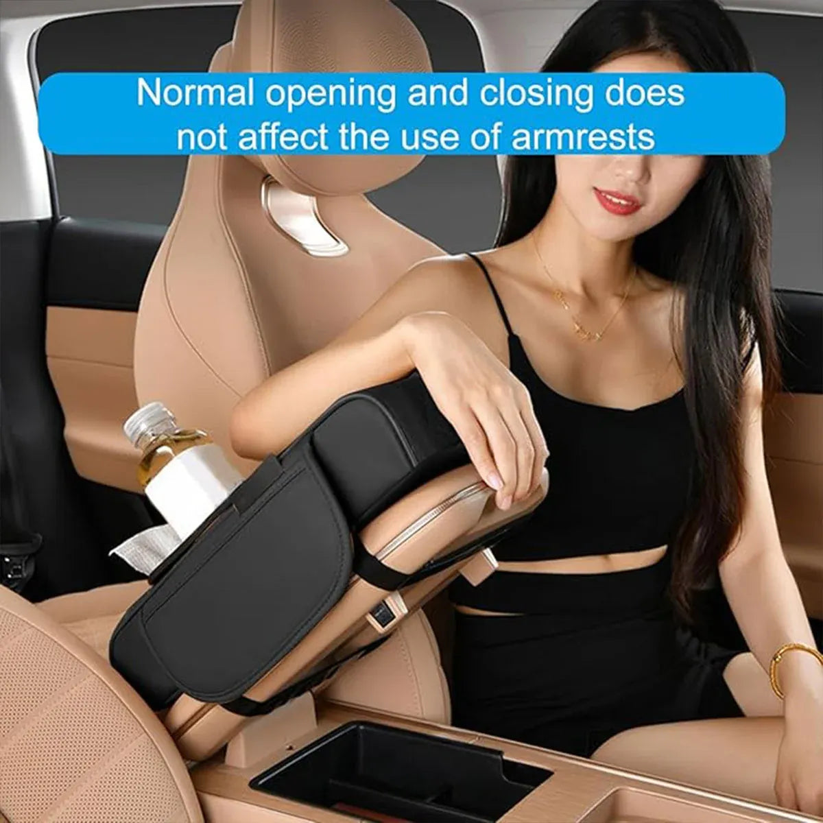 Car Armrest Pad Central Console Storage Box Lift Cushion Rest Support Organizer - Black Red