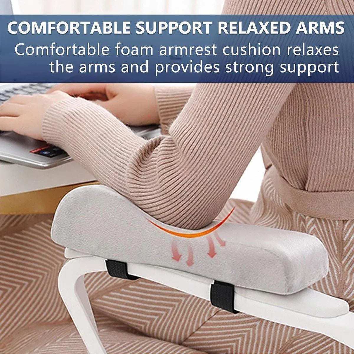 2PCS Elbow Arm Rest Cushion Chair Armrest Pads Memory Foam Office Support Pillow - Grey