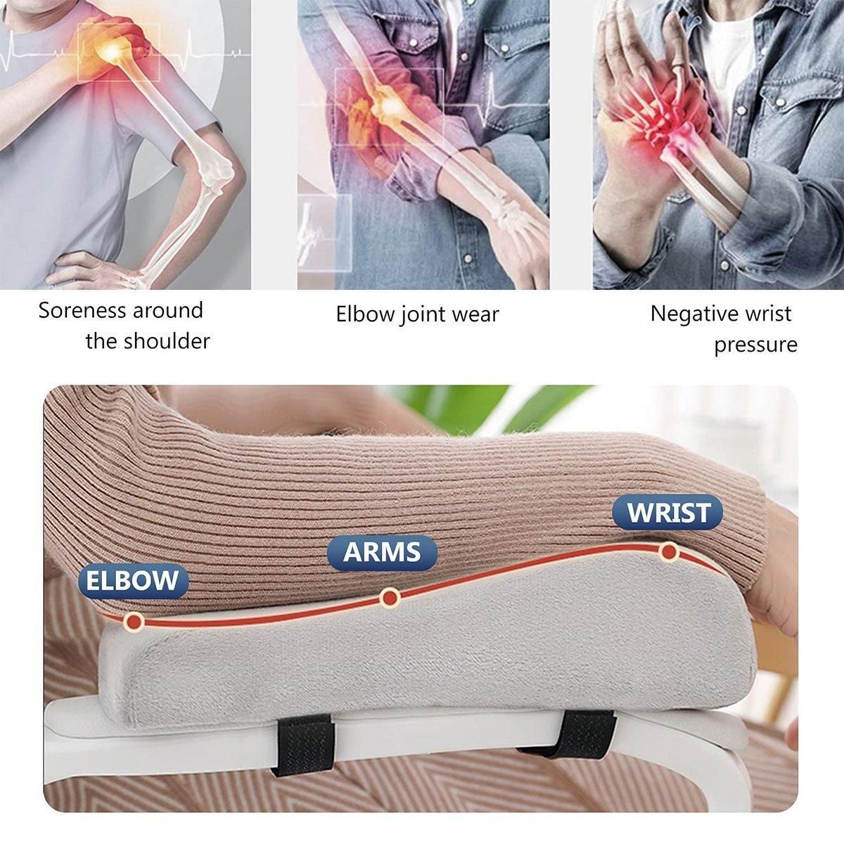 2PCS Elbow Arm Rest Cushion Chair Armrest Pads Memory Foam Office Support Pillow - Grey