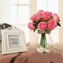 12 Heads Silk Rose Artificial Flowers Fake Bouquet - White