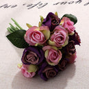 12 Heads Silk Rose Artificial Flowers Fake Bouquet - White