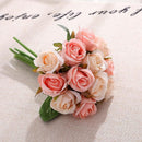 12 Heads Silk Rose Artificial Flowers Fake Bouquet - White