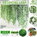 12 X 2M Artificial Ivy Vine Fake Foliage Flower Hanging Leaf Garland Plant Party - Scindapsus Leaves