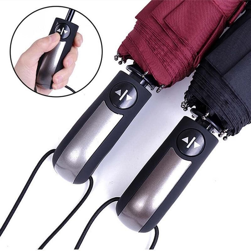 Automatic Umbrella Auto Open Close Compact Folding Anti Rain Windproof 10Ribs Au - Brown