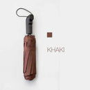 Automatic Umbrella Auto Open Close Compact Folding Anti Rain Windproof 10Ribs Au - Brown