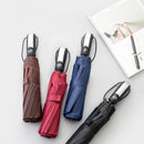 Automatic Umbrella Auto Open Close Compact Folding Anti Rain Windproof 10Ribs Au - Wine Red