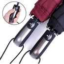 Automatic Umbrella Auto Open Close Compact Folding Anti Rain Windproof 10Ribs Au - Wine Red