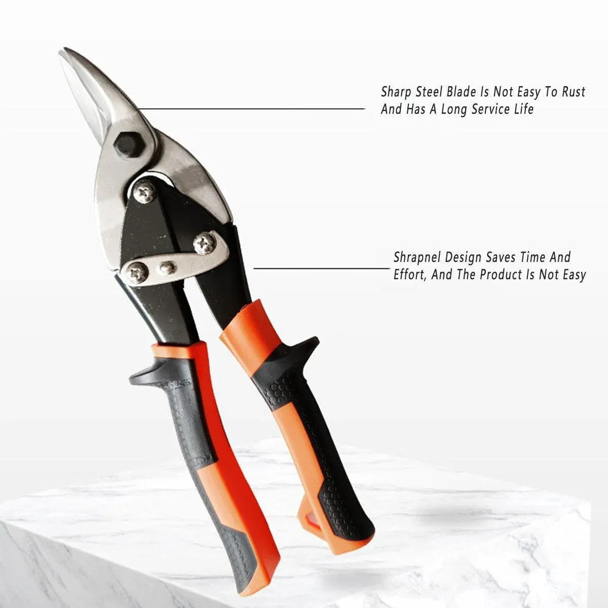 250mm Aviation Tin Snip Heavy Duty Metal Cutting Shears Industrial Scissors Tool - Straight scissors