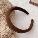 Ladies Headband Padded Hairband Wide Sponge Hair Hoop Solid Colour Accessories - Dark Coffee