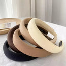 Ladies Headband Padded Hairband Wide Sponge Hair Hoop Solid Colour Accessories - Dark Coffee
