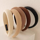Ladies Headband Padded Hairband Wide Sponge Hair Hoop Solid Colour Accessories - Dark Coffee