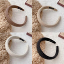 Ladies Headband Padded Hairband Wide Sponge Hair Hoop Solid Colour Accessories - Dark Coffee