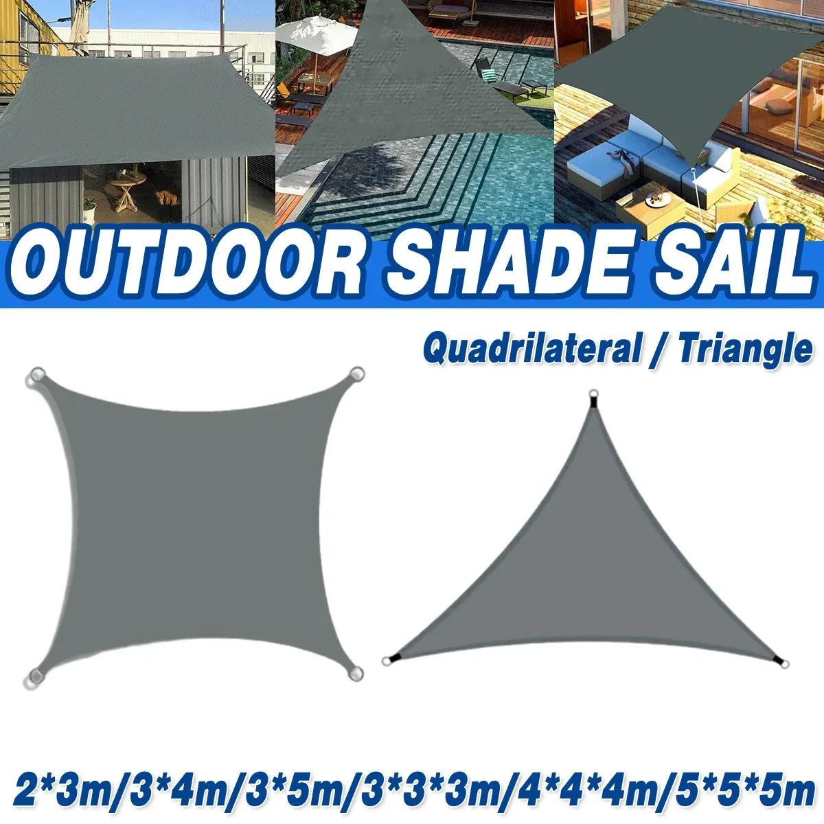 Waterproof Outdoor Shade Sail Garden Sun Canopy UV Protection Patio Awning Cloth - 3x5m Quadrilateral