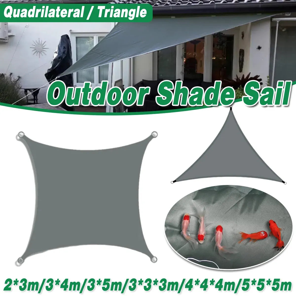 Waterproof Outdoor Shade Sail Garden Sun Canopy UV Protection Patio Awning Cloth - 4x4x4m Triangle