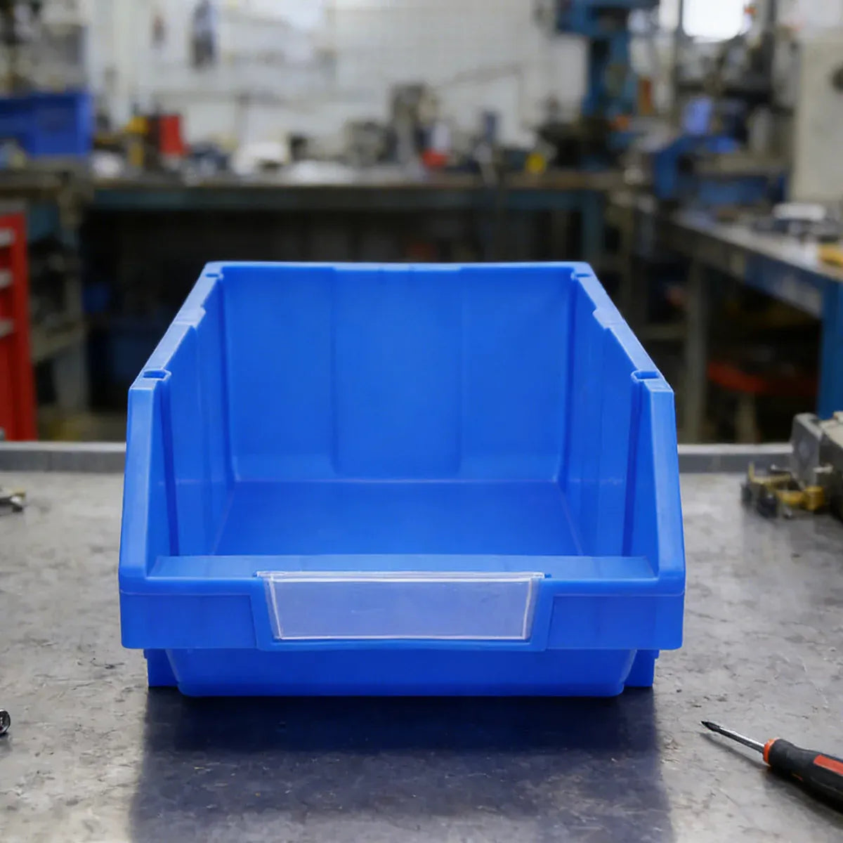 2 Pcs Thickened Slanted Plastic Storage Box for Screws Nuts Crafts Storage Use - Blue