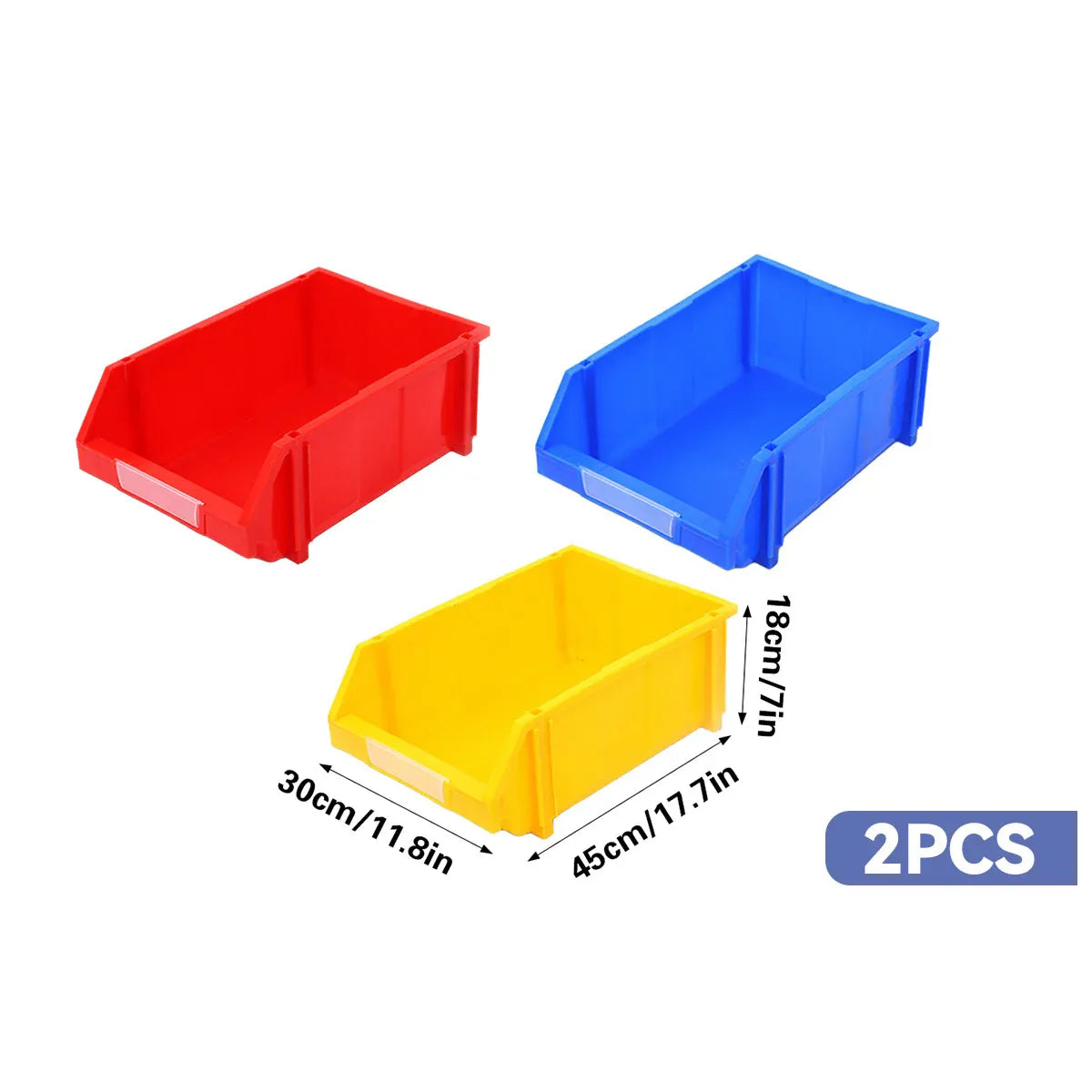 2 Pcs Thickened Slanted Plastic Storage Box for Screws Nuts Crafts Storage Use - Red