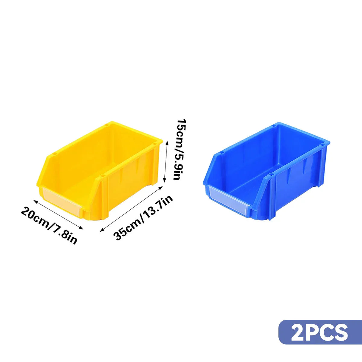 2PCS Thickened Slanted Plastic Storage Box for Screws Nuts Crafts Storage Use - Blue