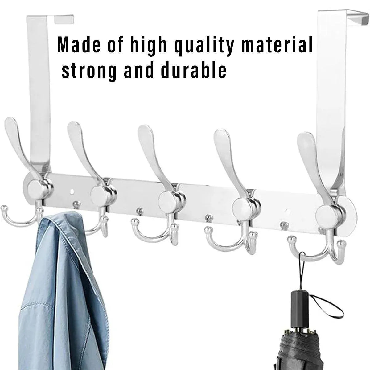 5 Hooks Behind Door Silver Door Hook Coat Hook Clothes Hook Storage Organizer