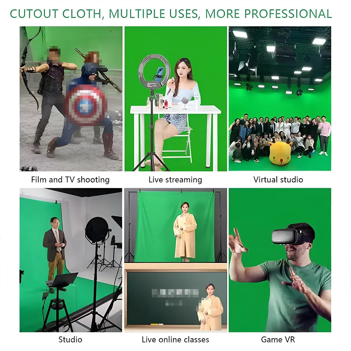 Professional Photography Background Cloth Wrinkle Resistant Durable Green/Black - Black