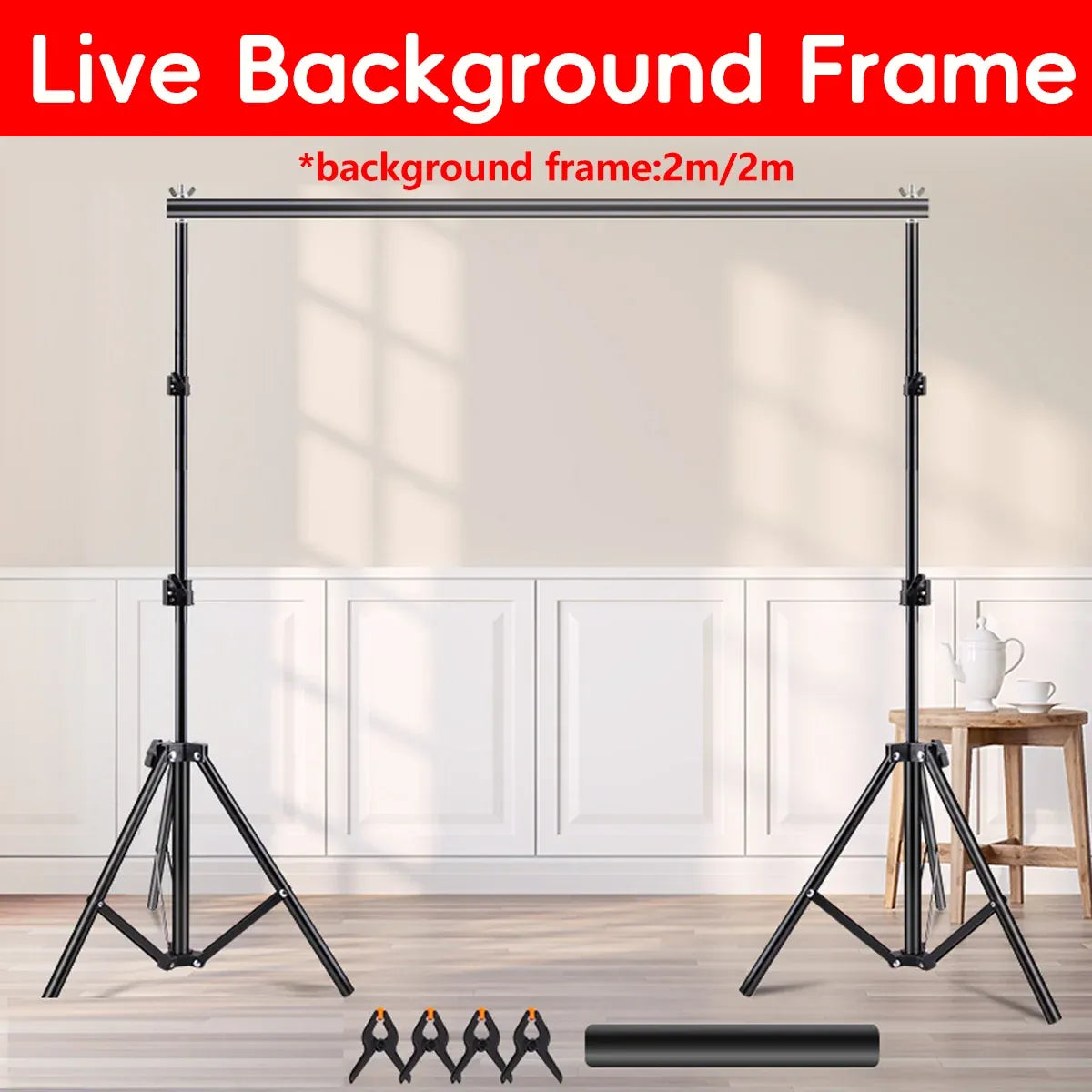 Live Streaming Photography Backdrop Frame Sturdy Durable for Video Shooting