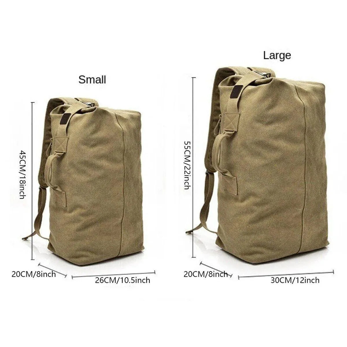 Large Capacity Travel Backpack for Men Outdoor Sports Bag Canvas Rucksack - Black-Big