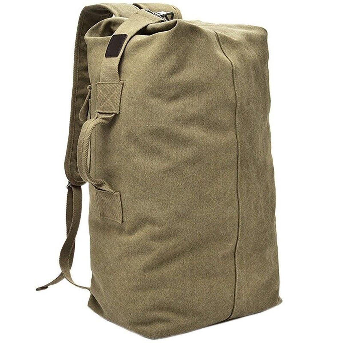 Large Capacity Travel Backpack for Men Outdoor Sports Bag Canvas Rucksack - Black-Big