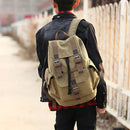 Unisex Retro Rucksack Large Capacity Travel Bag Leisure Backpack Schoolbag - Khaki