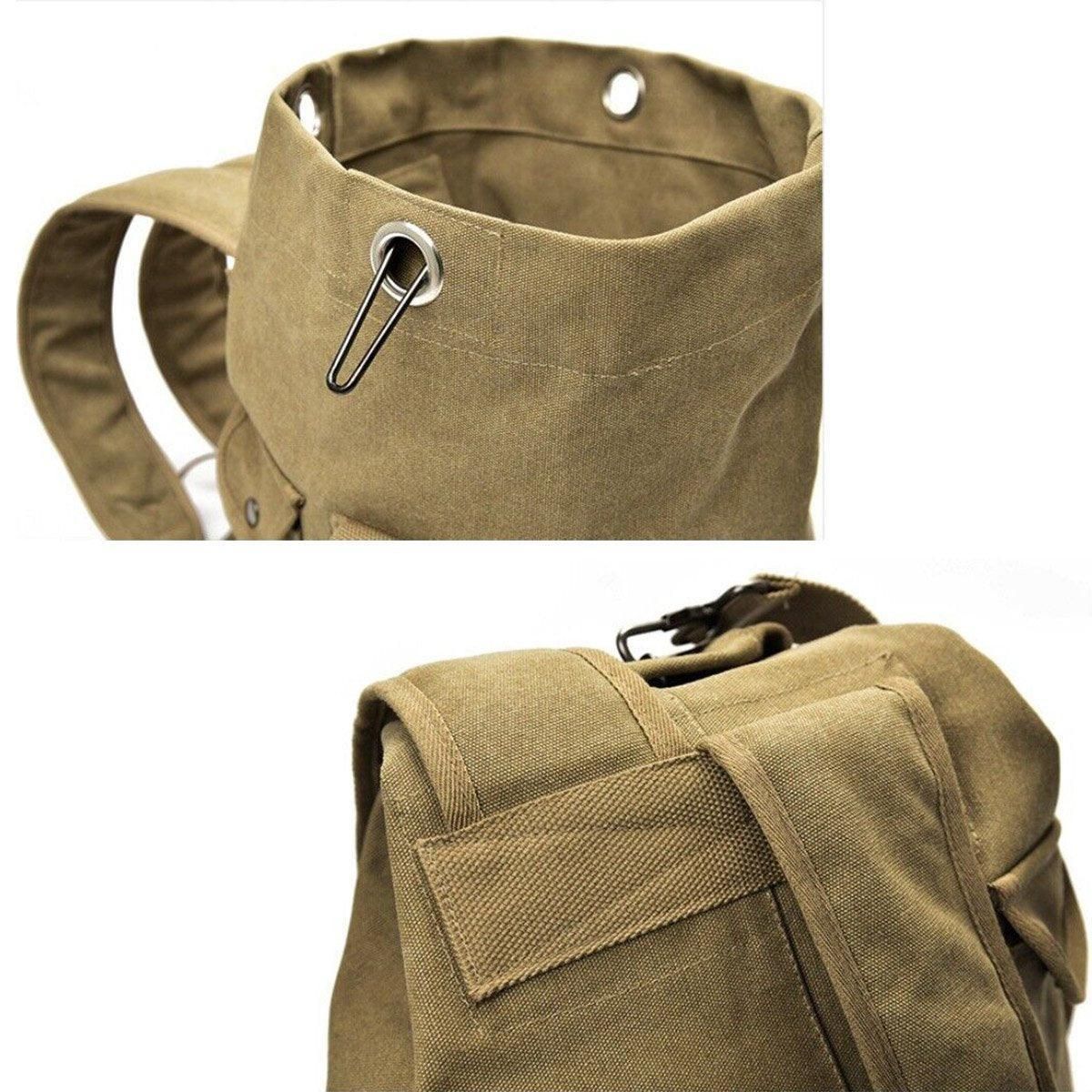 Large Capacity Travel Backpack for Men Outdoor Sports Bag Canvas Rucksack - Khaki-Small