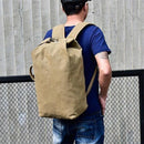 Large Capacity Travel Backpack for Men Outdoor Sports Bag Canvas Rucksack - Khaki-Small