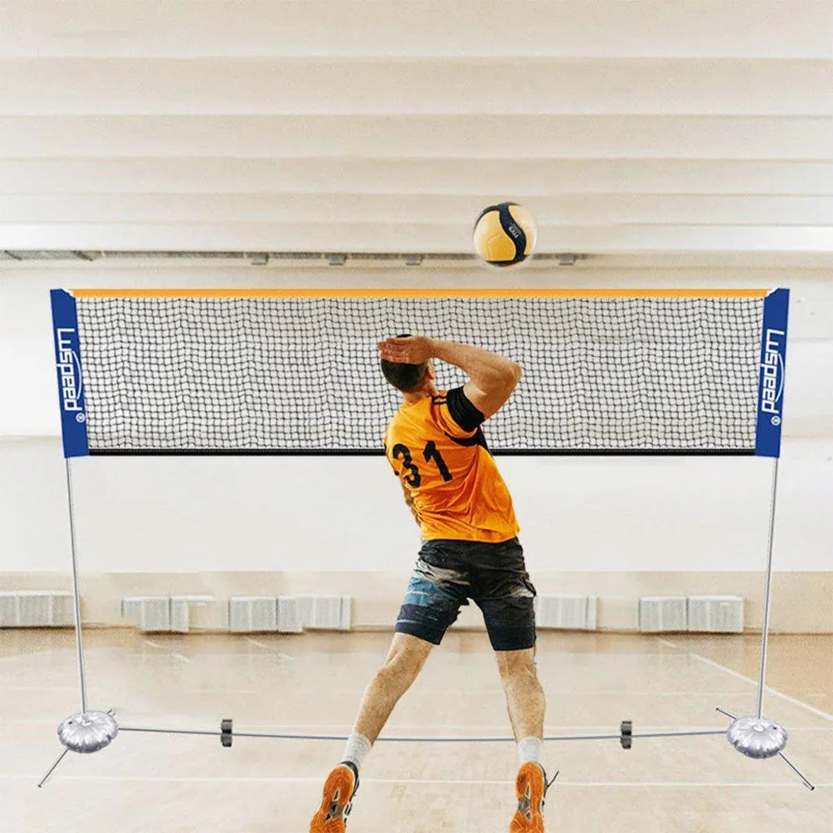Portable Outdoor Badminton Net Set Easy Setup Adjustable Height Sports Equipment - 4.1M
