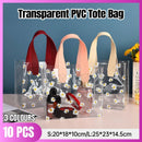 10pcs Small Fresh Transparent PVC Tote Bag Wedding Candy Gift Bag Daisy Design - Beige - L