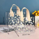 10pcs Small Fresh Transparent PVC Tote Bag Wedding Candy Gift Bag Daisy Design - Beige - L
