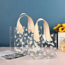 10pcs Small Fresh Transparent PVC Tote Bag Wedding Candy Gift Bag Daisy Design - Beige - L