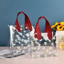 10pcs Small Fresh Transparent PVC Tote Bag Wedding Candy Gift Bag Daisy Design - Beige - L